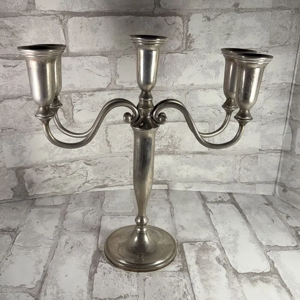 Godinger Candelabra Silver Plated Baroque Ornate 4 Arms 5 Candle Holder VTG 12